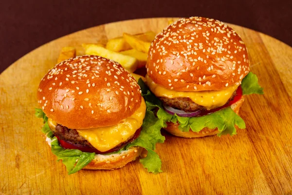 Sabrosa Hamburguesa Casera Con Patata — Foto de Stock