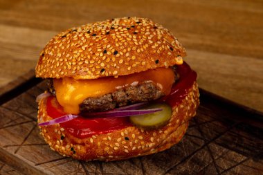 Lezzetli burger et ve peynir