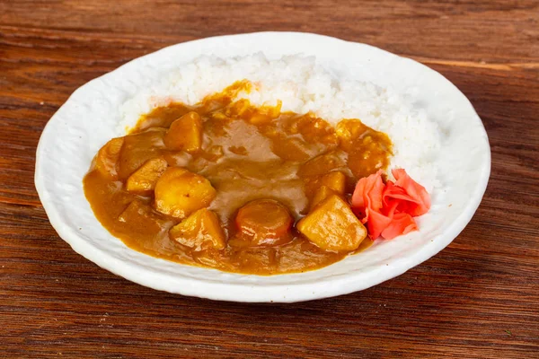 Veganes Curry Mit Gemüse Und Reis — Stockfoto