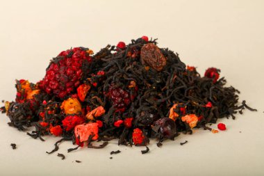 Aroma çay yığın meyve, meyveler ve otlar ile