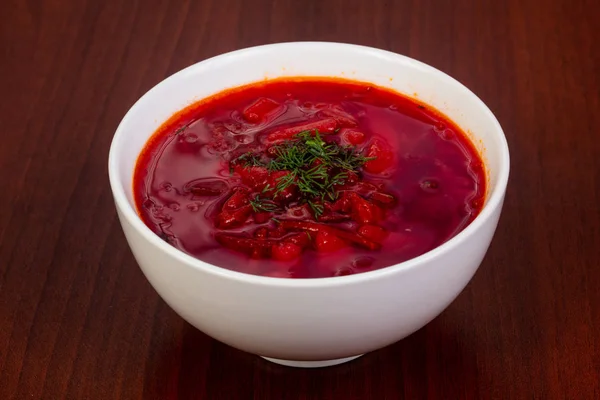 Ryska Traditionella Borsch Med Kött — Stockfoto