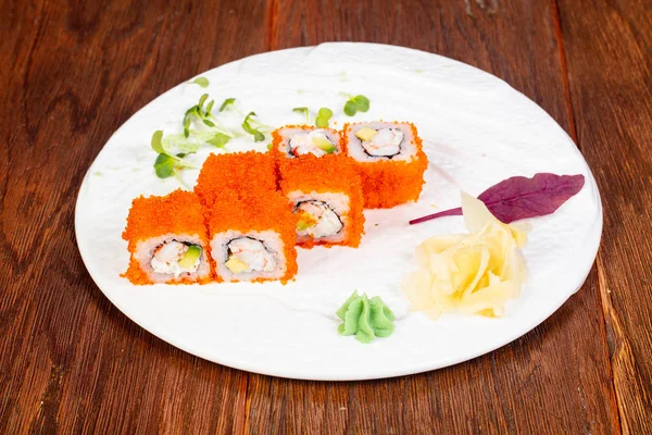 Japanese Roll Prawn Tobiko — Stock Photo, Image