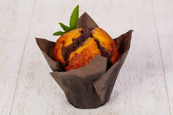 Zoete Lekkere Muffin Met Chocolade — Stockfoto
