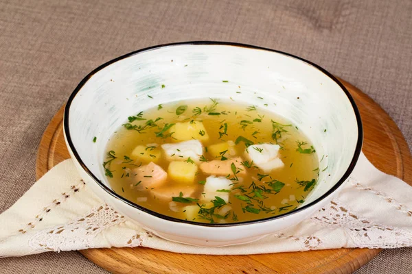 Sopa Salmão Peixe Com Batata — Fotografia de Stock