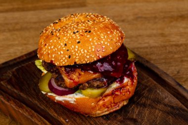 Lezzetli burger et ve peynir