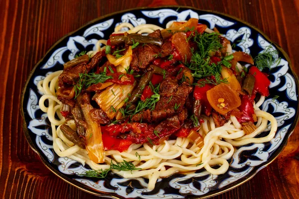 Uzbek traditional lagman with meat — Stock Image Uzbek Traditional Lagman Meat Royalty Free Stock Photos