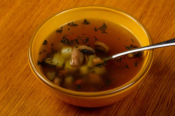 Sopa Cogumelos Quente Com Legumes — Fotografia de Stock