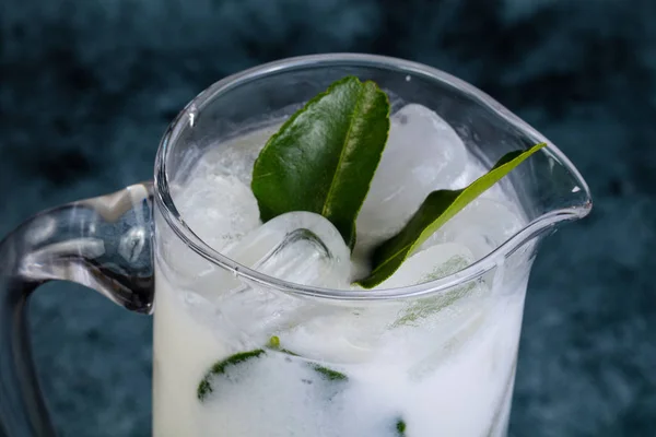 Homemade Coconut Lemonade Kafir Lime Leaves — Stock Photo, Image