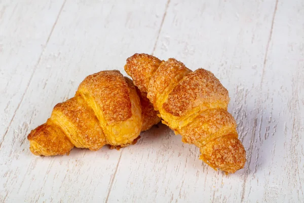 Édes Finom Croissant Felett Háttér — Stock Fotó