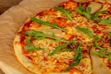 Meyve lezzetli pizza ile armut