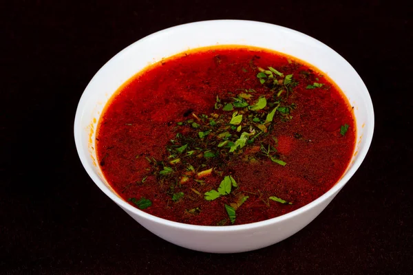 Borschtsch Suppe Mit Fleisch Und Kohl — Stockfoto