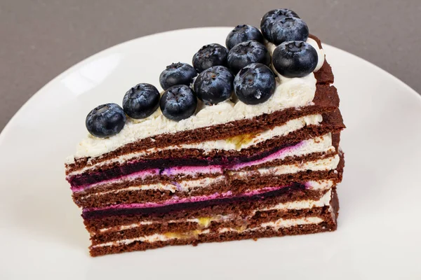 Gâteau Couches Avec Des Bleuets Dans Bol — Photo
