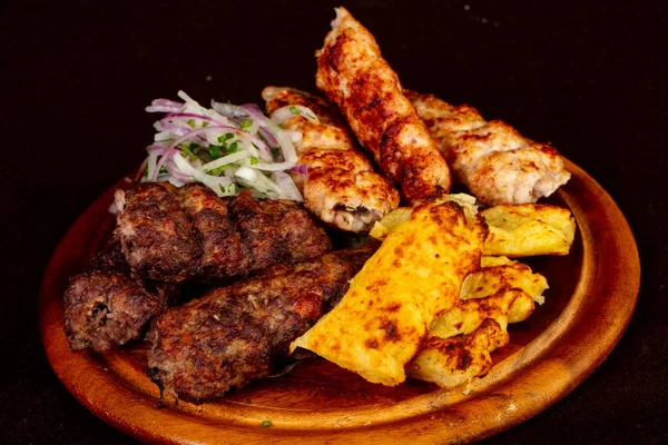 Grilled Kebab Kofta Plate Mix — Stock Photo, Image