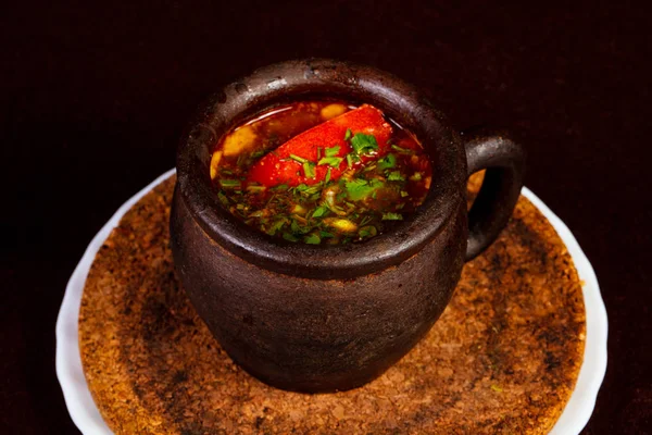 Georgian cuisine - Chanahi mutton with vegetbles — Stock Image Georgian Cuisine Chanahi Mutton Vegetbles Royalty Free Stock Images