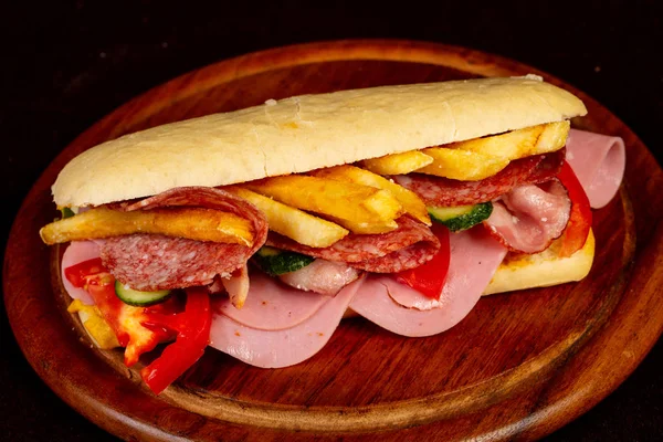 Panini Com Salsichas Queijo — Fotografia de Stock