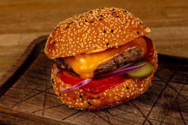 Lezzetli burger et ve peynir