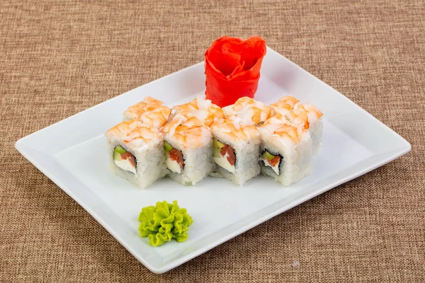 Rollen Met Garnalen Zalm — Stockfoto