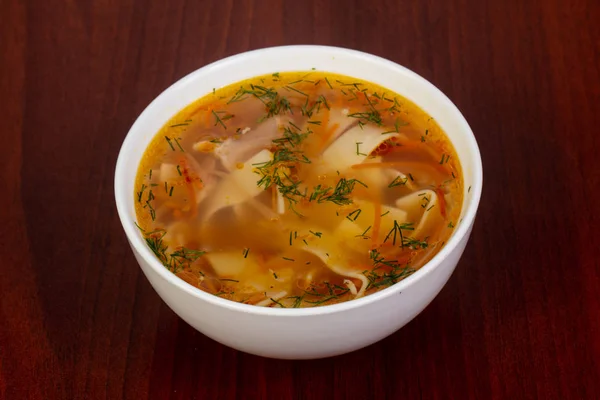 Sopa Frango Com Macarrão Endro — Fotografia de Stock