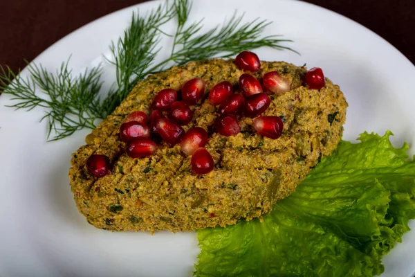 Geogrian Hagyományos Pkhali Szolgált Pomegranet Magok — Stock Fotó