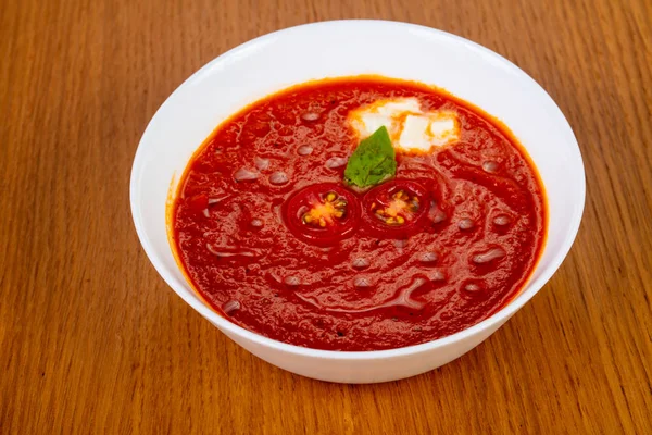 Cold Spanish Gazpacho Tomato Soup — Stock Photo, Image