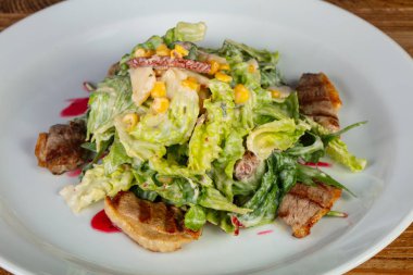 Kızarmış ördek lezzetli sebze salatası