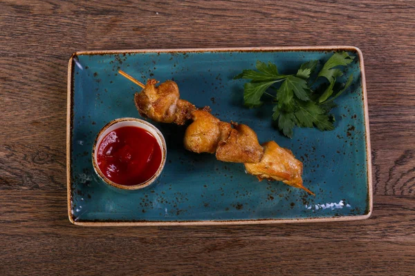 Brocheta Pollo Con Salsa Perejil — Foto de Stock