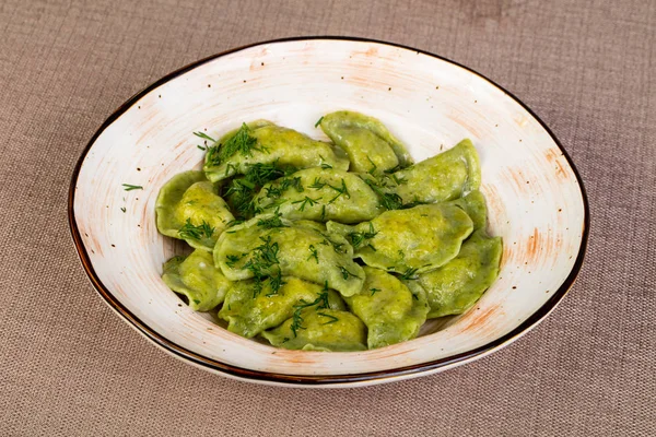 Russian Traditional Dumplings Served Herbs — Stock Photo, Image