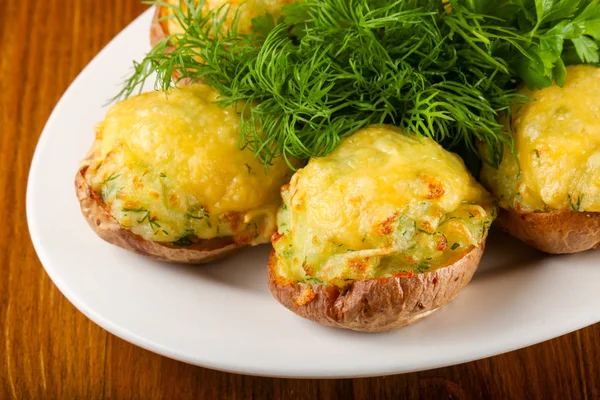 Papa Horno Con Queso Hierbas — Foto de Stock