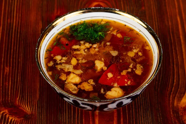 Uzbek Shurpa soup with meat — Stock Image Uzbek Shurpa Soup Meat Stock Photo