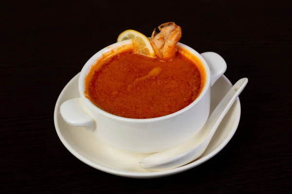 Zuppa Pomodoro Caldo Con Frutti Mare — Foto Stock