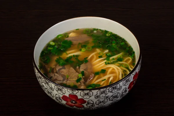 Sopa Fideos Asiáticos Con Carne — Foto de Stock