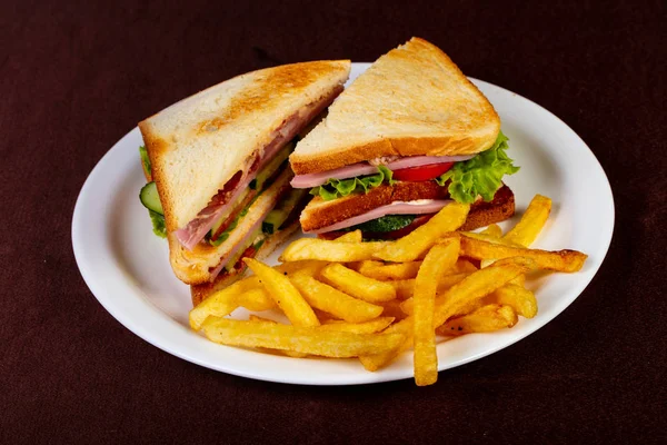 Panino Club Con Prosciutto Formaggio — Foto Stock