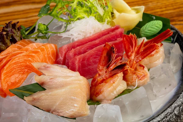 Japonés Sashimi Conjunto Hielo — Foto de Stock