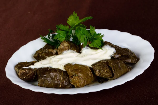 Dolma Fyllda Kött Druva Blad — Stockfoto