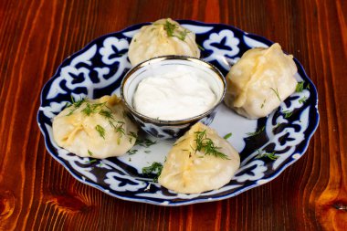 Özbek traditinal manty köfte etli