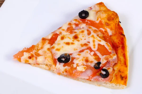 Margarita Pizza Olives Tomato Cheese — Stock Photo, Image