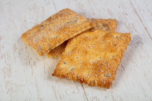 Cracker Smaczne Ciasteczka Pokryte Cukrem — Zdjęcie stockowe