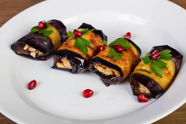 Stuffed Eggplant Roll Cheese — Stock Photo, Image