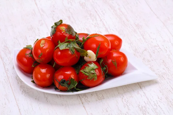 Pickle Tomate Vermelho Tigela — Fotografia de Stock