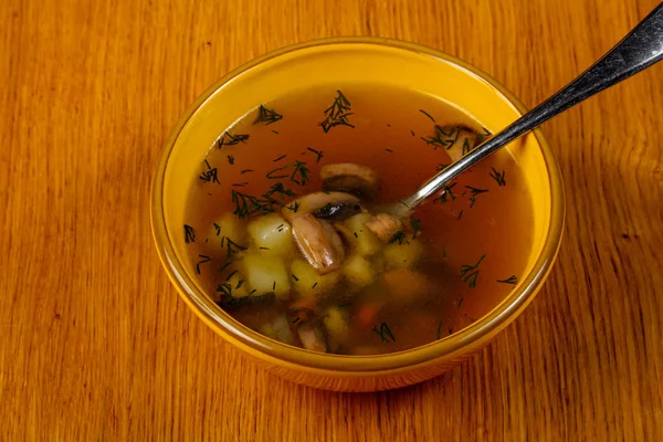 Hot Mushroom soup with vegetables — Stock Image Hot Mushroom Soup Vegetables Stock Image