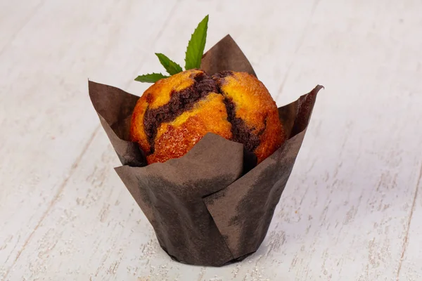 Sladké Chutné Muffin Čokoládou — Stock fotografie