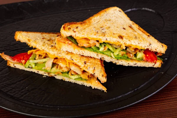 Club Sandwich Med Grillad Kyckling — Stockfoto