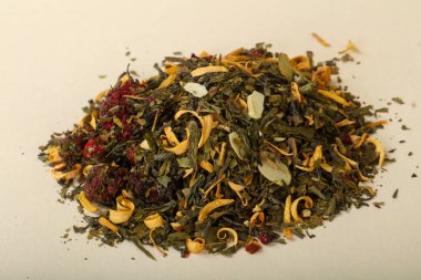 Aroma çay yığın meyve, meyveler ve otlar ile