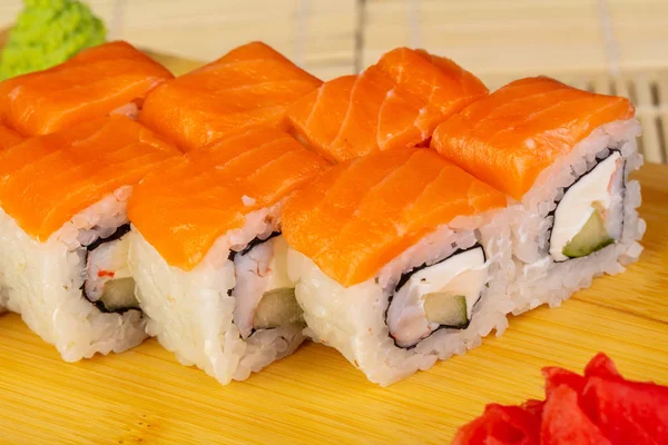 Tasty Philadelphia Sushi Rolls Prawn — Stock Photo, Image