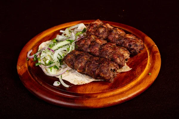 Cipolla Servita Kebab Maiale Alla Griglia Kofta — Foto Stock