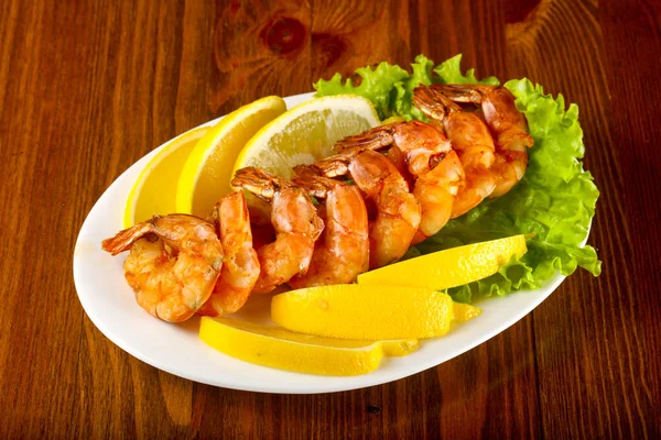 Crevettes Grillées Citron — Photo