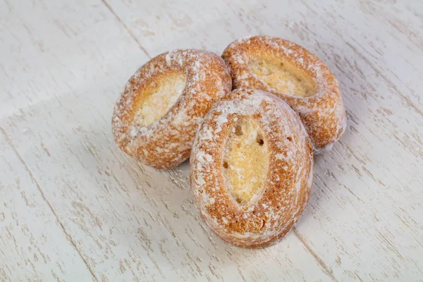 Delicious Sweet Baked Muffins Coated Powdered Sugar — Stock Photo, Image