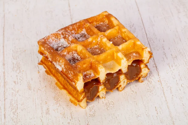 Doce Waffle Com Geléia Baga — Fotografia de Stock