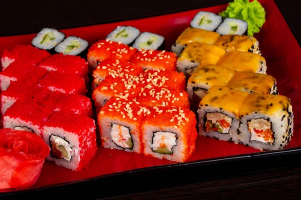 Japán Hagyományos Roll Sushi Szett — Stock Fotó