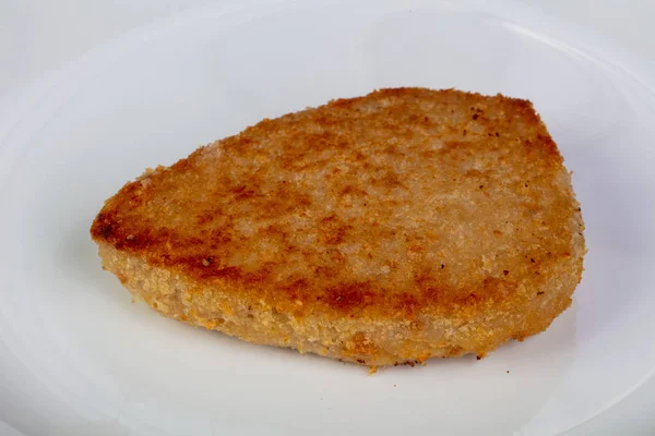 Escalope Poisson Rôti Dans Assiette — Photo